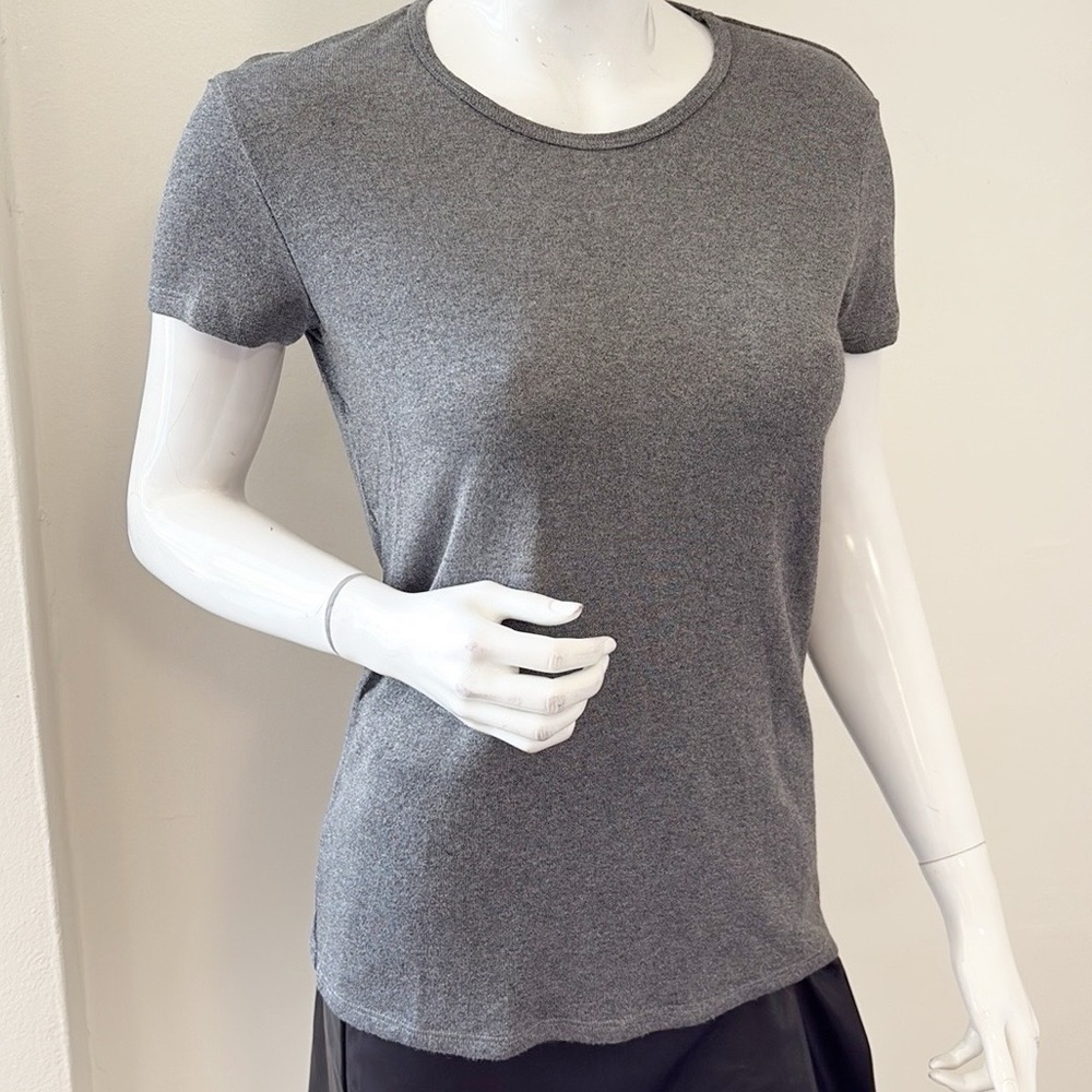 RtA Heather Gray Short Sleeve Tee w Silver Glitter Sparkly Shimmery Threading